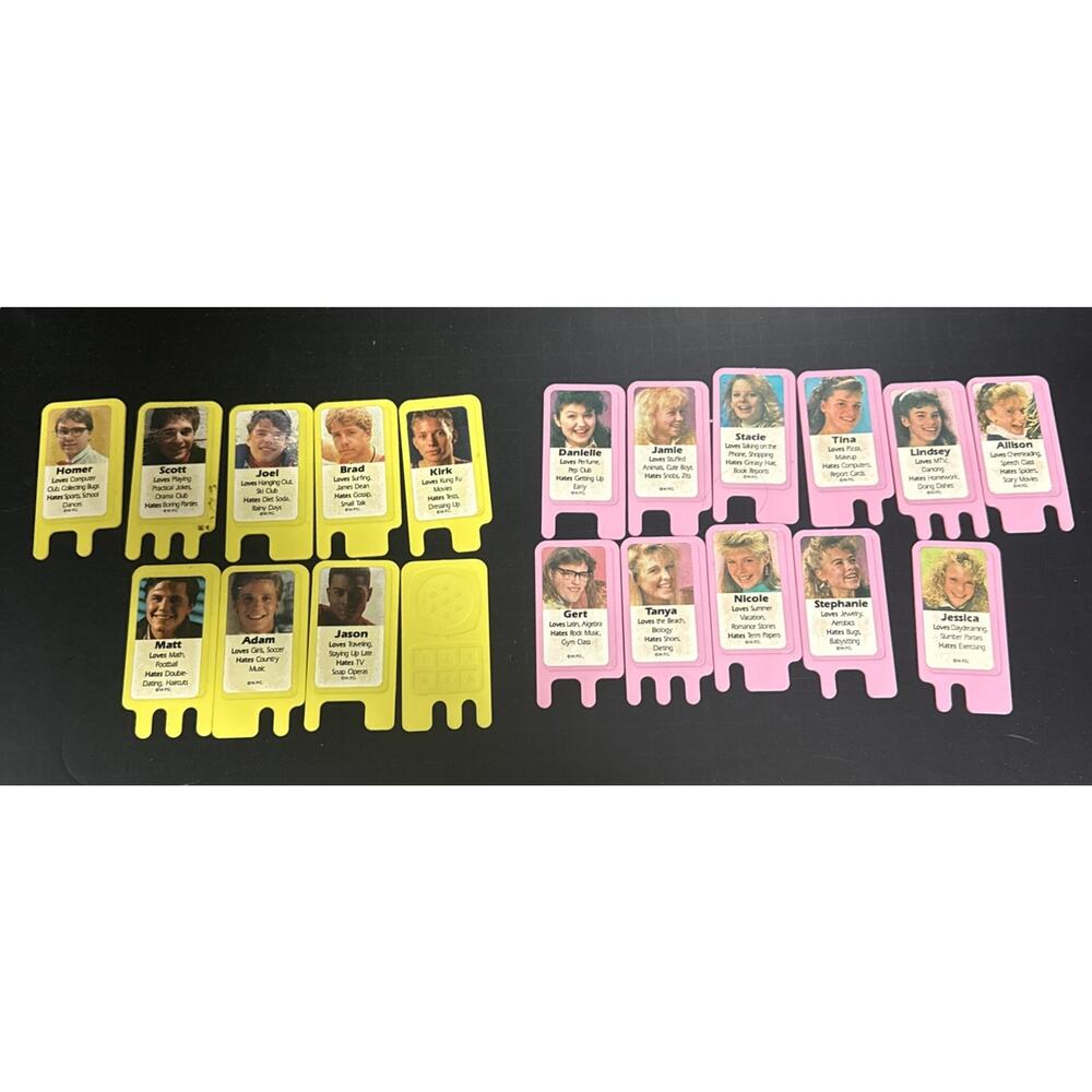 Girl Talk Date Line Dating Game 20 Replacement Parts Teen Cards Yellow Pink